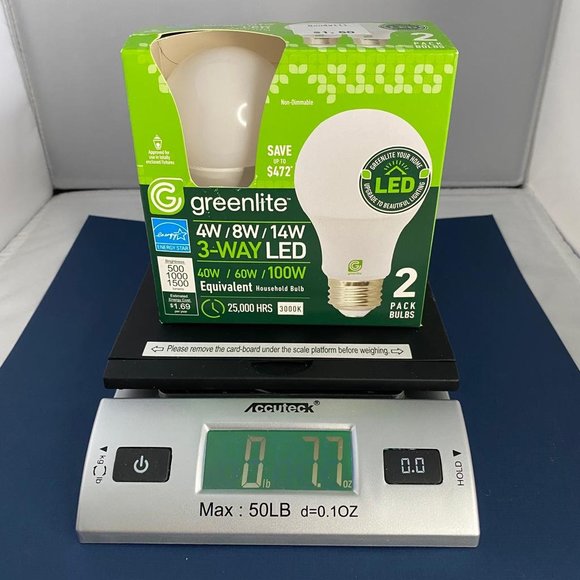 NEW 2 Pack Greenlite 4W/8W/14W 3-Way LED 40W/60W/100W Equivalent 25,000 Hrs Bulb - Picture 6 of 6